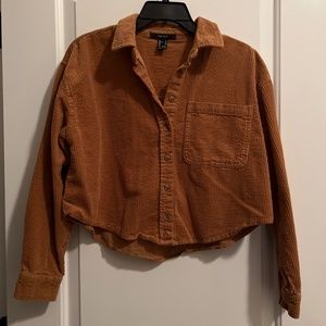 Brown suede cropped button up